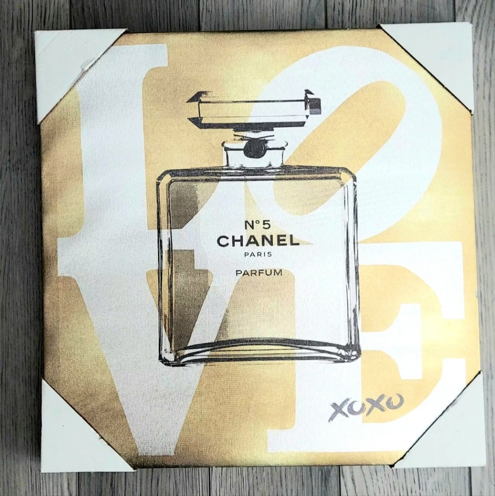 Chanel Canvas Wall Art NEW! Metallic 16" x16" Large Size